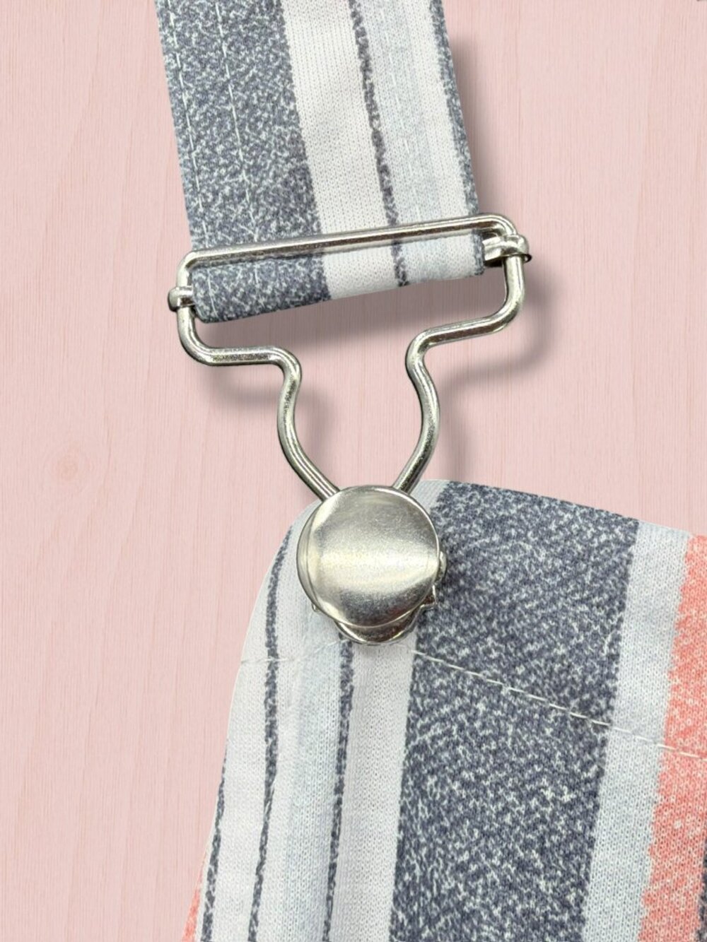 Jolie & Joy by Francesca's Pink & Blue Stripe Denim Overall Dress XL - Picture 4 of 5
